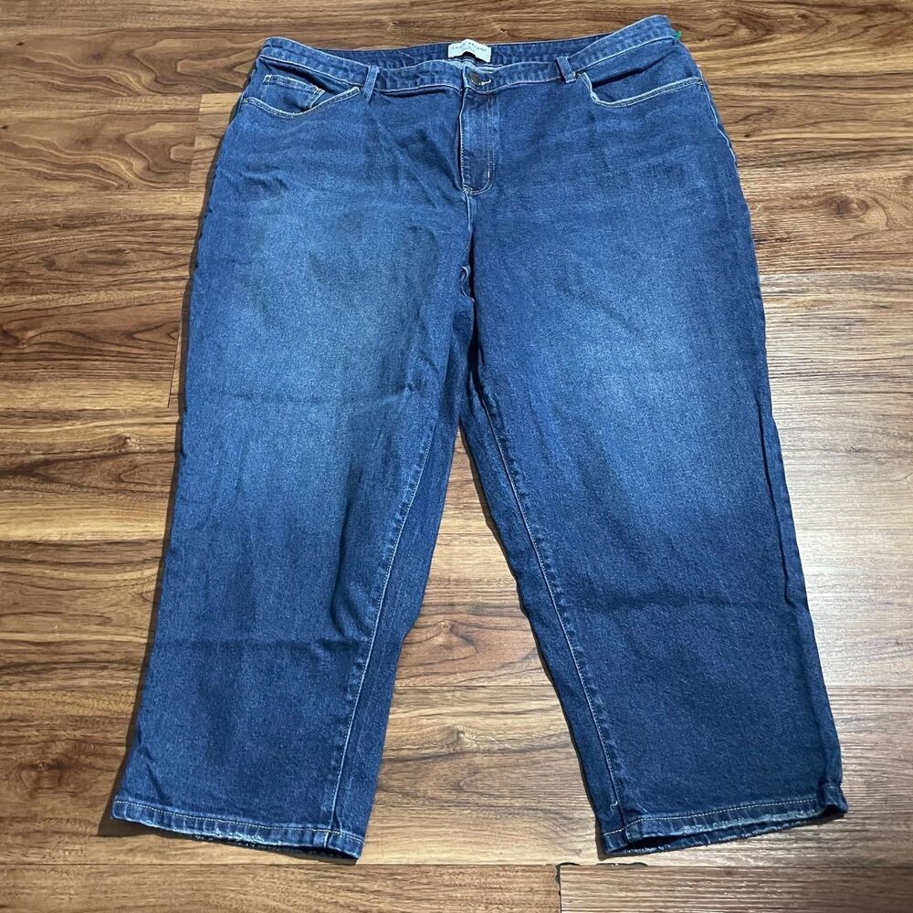 Lane Bryant Women's 20 Mid-Rise Boyfriend Capri Jeans Medium Wash Blue